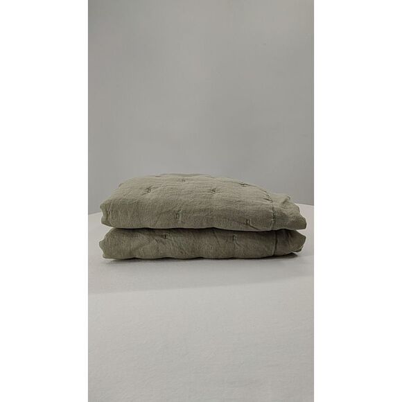 Quince Home European Linen Dream Sham Set Of 2 Green Bedding Standard - Picture 2 of 3